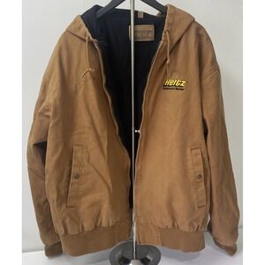 Swingster Work Jacket Mens XXL Brown Hertz Equipment Rental Canvas Hooded‎ GOOD